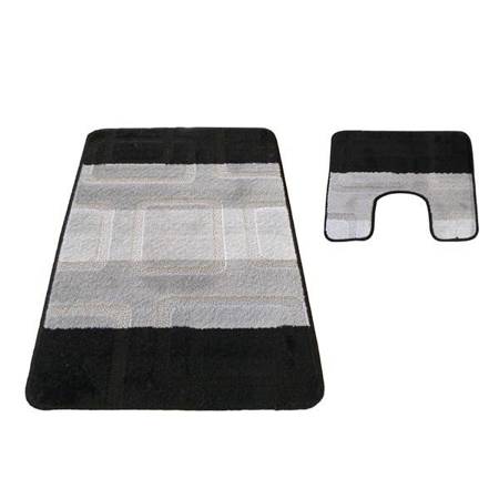 Komplet dywaników łazienkowych Montana 03N – czarno-szary, antypoślizgowy