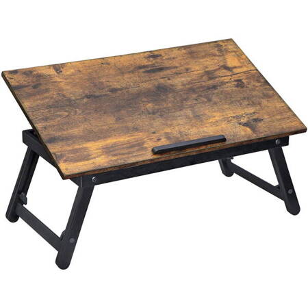 Loftowy stolik pod laptopa - czarne nóżki i brązowy blat - VASAGLE LLD104BY
