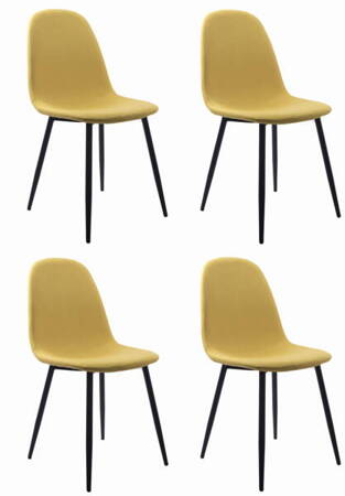 Materiałowe żółte krzesła do jadalni DART (komplet 4 sztuk) - Tapicerowane krzesła