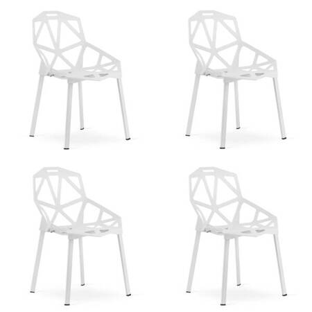 Nowoczesne białe krzesła do kuchni ESSEN - Geometryczne krzesła z tworzywa (4 sztuki)