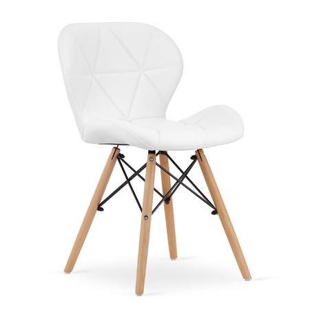 Nowoczesne białe krzesło z eko skóry LAGO - Tapicerowane krzesło kuchenne