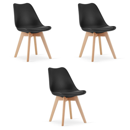 Nowoczesne czarne krzesła do jadalni z tworzywa MARK (3 sztuki) - Loftowe krzesła