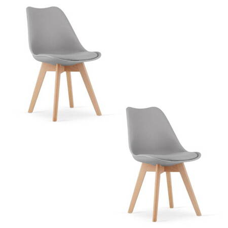 Nowoczesne krzesła kuchenne z tworzywa MARK (2 sztuki) - Szare krzesła z poduszką