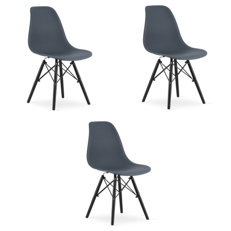 Nowoczesne krzesła kuchenne z tworzywa OSAKA - Ciemnoszare krzesła do jadalni x3