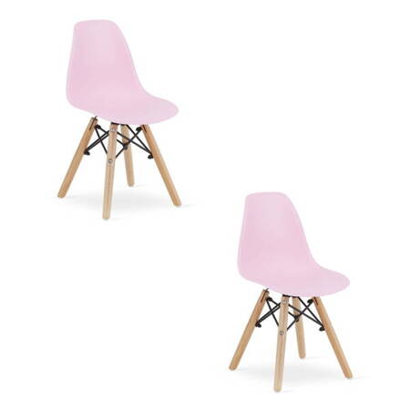 Nowoczesne różowe krzesła z tworzywa ZUBI (zestaw 2szt) - Tanie krzesła kuchenne