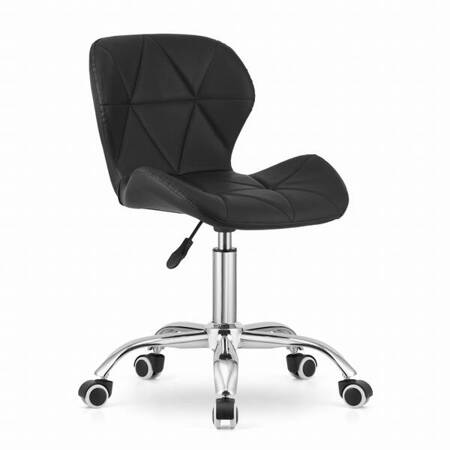 Obrotowe krzesło biurowe czarne z eko skóry AVOLA - Biurowy fotel na kółkach czarny