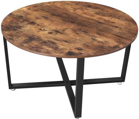 Okrągły stolik kawowy w stylu Loft - drewno i metal - VASAGLE LCT88X