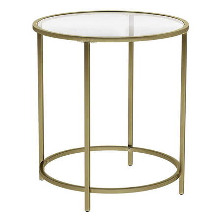 Okrągły złoty stolik kawowy ze szklanym blatem - VASAGLE LGT20G