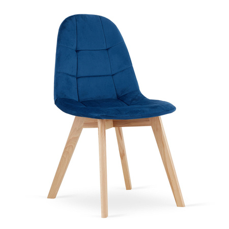 Pikowane krzesło tapicerowane granatowe BORA - Nowoczesne niebieskie krzesło
