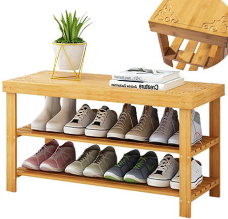 Półka na buty do przedpokoju - Bambusowa szafka na buty o szerokości 70cm