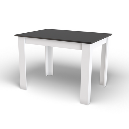 Prostokątny stół do kuchni 120x80 - białe nogi i czarny blat - MEBLE OSKAR