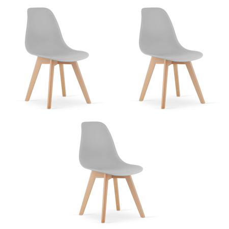 Skandynawskie szare krzesła do kuchni KITO (3szt) - Krzesła kuchenne z tworzywa