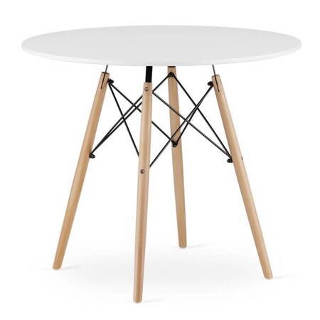 Stół okrągły skandynawski 90cm TODI - Biały stół do kuchni jadalni