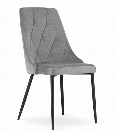 Stylowe szare krzesło z aksamitu IMOLA - Tapicerowane krzesło do jadalni
