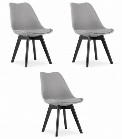 Szare krzesła kuchenne z tworzywa MARK - Nowoczesne krzesła do jadalni (3szt)