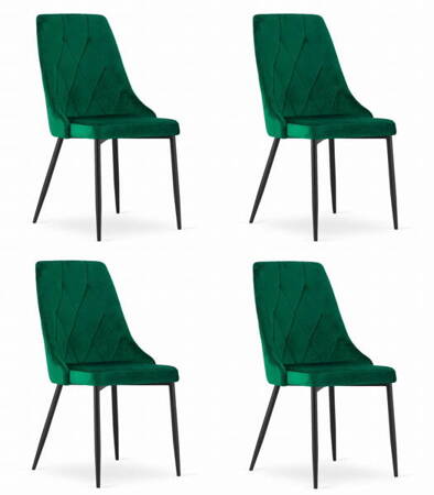 Tapicerowane krzesła butelkowa zieleń (komplet 4szt) IMOLA - Zielone krzesła z aksamitu