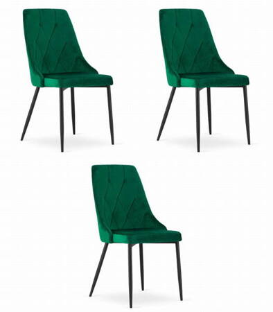 Tapicerowane krzesła butelkowa zieleń (zestaw 3szt) IMOLA - Zielone krzesła z aksamitu