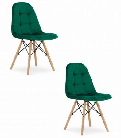 Tapicerowane krzesła do jadalni butelkowa zieleń DUMO (2szt) - Krzesła z aksamitu