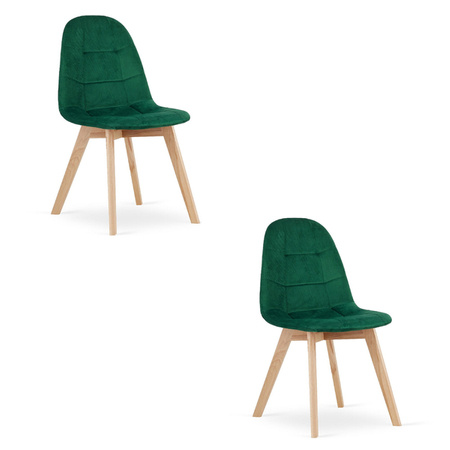 Welurowe krzesła do kuchni butelkowa zieleń BORA (zestaw 2 sztuk) - Zielone krzesła