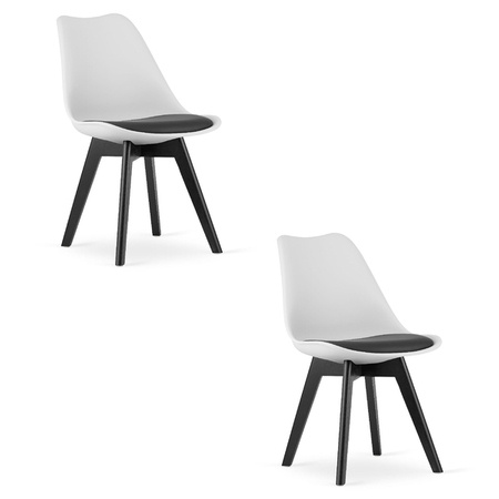 Zestaw 2 krzeseł do jadalni MARK - Biało-czarne krzesła skandynawskie