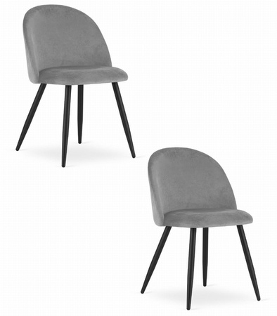 Zestaw 2 krzeseł welurowych do kuchni BELLO - Szare krzesła tapicerowane