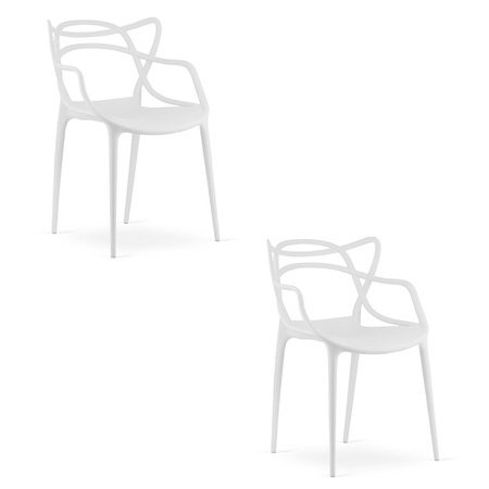 Zestaw 2 nowoczesnych krzeseł do jadalni KATO - Białe krzesła ażurowe z tworzywa