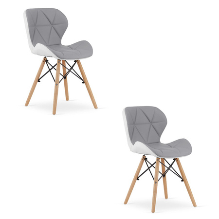 Zestaw 2 nowoczesnych krzeseł do jadalni biało-szare LAGO - Krzesła tapicerowane
