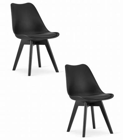 Zestaw 2 prostych skandynawskich krzeseł MARK - Czarne krzesła nowoczesne