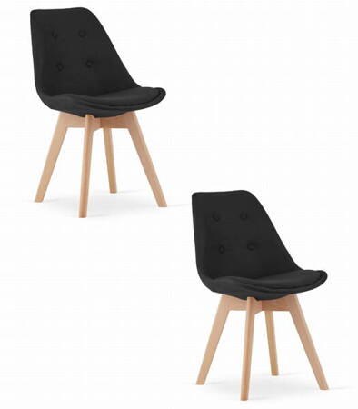 Zestaw 2 tapicerowanych krzeseł do jadalni NORI - Nowoczesne czarne krzesła