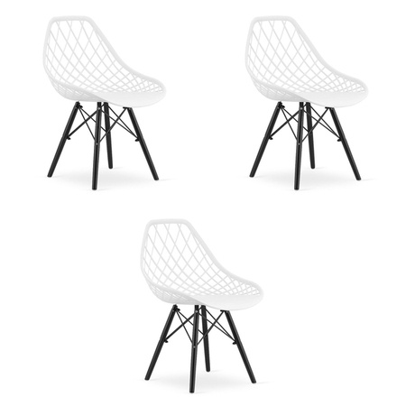 Zestaw 3 krzeseł do jadalni SAKAI - Białe ażurowe krzesła z tworzywa