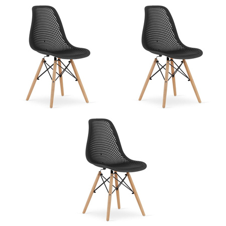 Zestaw 3 krzeseł do kuchni MARO - Czarne nowoczesne krzesło z tworzywa