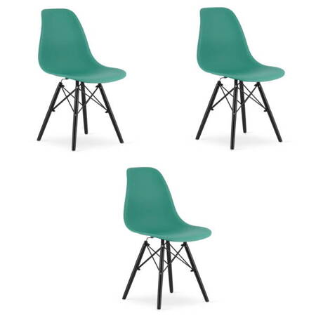 Zestaw 3 krzeseł z tworzywa do kuchni OSAKA - Nowoczesne zielone krzesła 