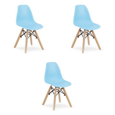 Zestaw niebieskich krzeseł do kuchni ZUBI - Nowoczesne błękitne krzesła (3 sztuki)