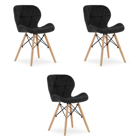Zestaw tapicerowanych krzeseł do jadalni (3 sztuki) LAGO - Krzesła welurowe